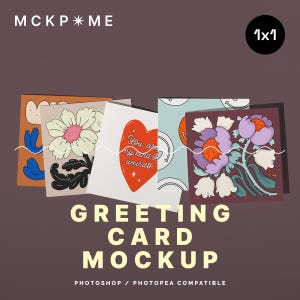 Square 1x1 Greeting card display mockup