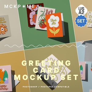 SET - US A2 portrait postcard mockup set, greeting card mockup, many postcards mockup, three postcards mockup, postcard mockup set