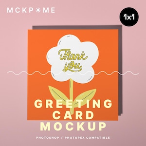 Square 1x1 top down single greeting card mockup