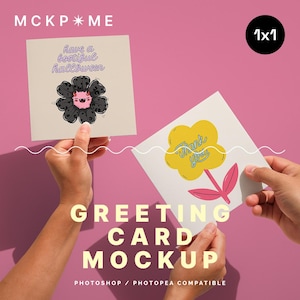 1x1 vierkante wenskaarten in handenmodel, handen met vierkante ansichtkaartenmodel, ansichtkaartmodellen voor Instagram, mockups voor ansichtkaartenwinkels