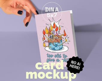 Mockup di biglietto d'auguri A5/A6/B6/5x7, mockup di biglietto piegato, mockup di biglietto d'auguri DIN A, mockup di cartolina singola, mockup di cartolina psd