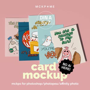 A5/A6/B6/5x7 Five greeting cards mockup, postcard mockup, five postcards mockup, folded cards mockup, postcard pile mockup, many postcards