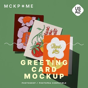 US A2 Dreifach Grußkarten Mockup, Dreifach Postkarte Mockup, Klappkarten Mockup, Poster Mockup, 3 Karten Mockup, PSD Postkarte Mockup