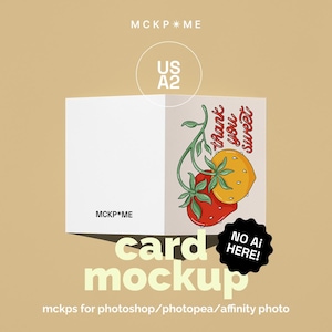 US A2 Folded single greeting card mockup, postcard mockup, one greeting card mockup, psd postcard mockup