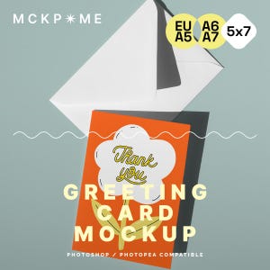 A5/A6/B6/5x7 folded greeting card and an envelope mockup, Din A postcard mockup, postcard and envelope mockup, folded postcard mockup