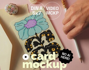 A5/A6/B6/5x7 valentines day card video mockup, motion card mockup, greeting card mockup, psd video card mockup, 9x16 card video template