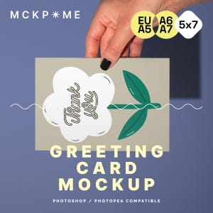 A5/A6/B6/5x7 Greeting card in a hand mockup, hand holds postcard mockup, DIN A postcard mockup, one postcard mockup, photoshop card mockup