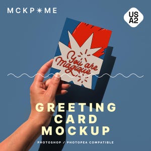 US A2 Grußkarte im Hand Mockup, Einzelpostkarte Mockup, Hand hält Postkarte PSD Mockup, Postkarte Vorlage, eine Postkarte im Hand Mockup