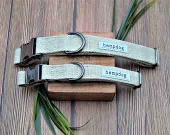hemp dog collar with metal buckle