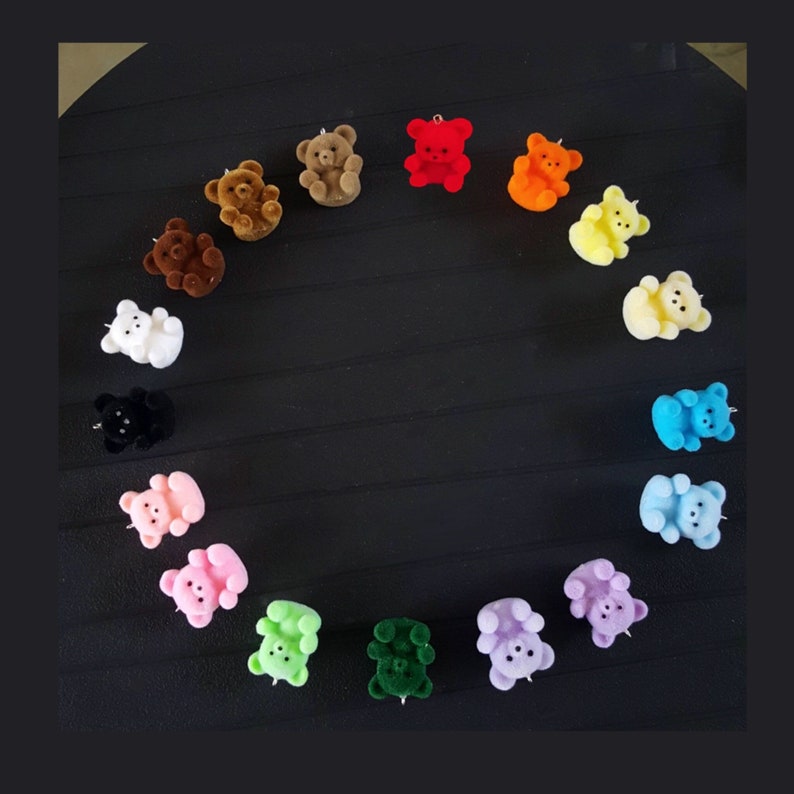 Flocked Fuzzy Teddy Bear Earrings Etsy