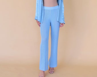 Relaxed viscose knit pants blue