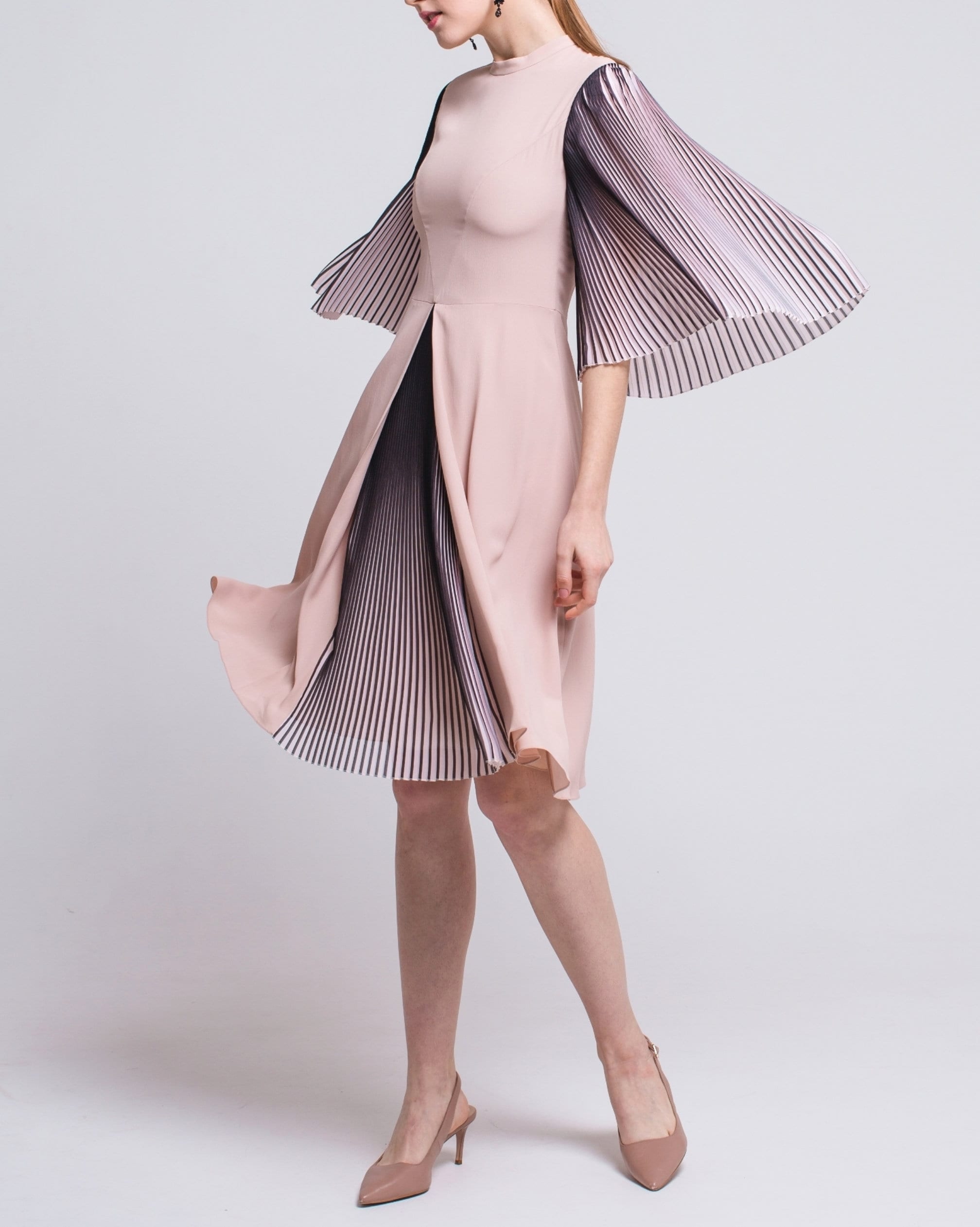 Silk Dress With Pleated Sleeves - Etsy