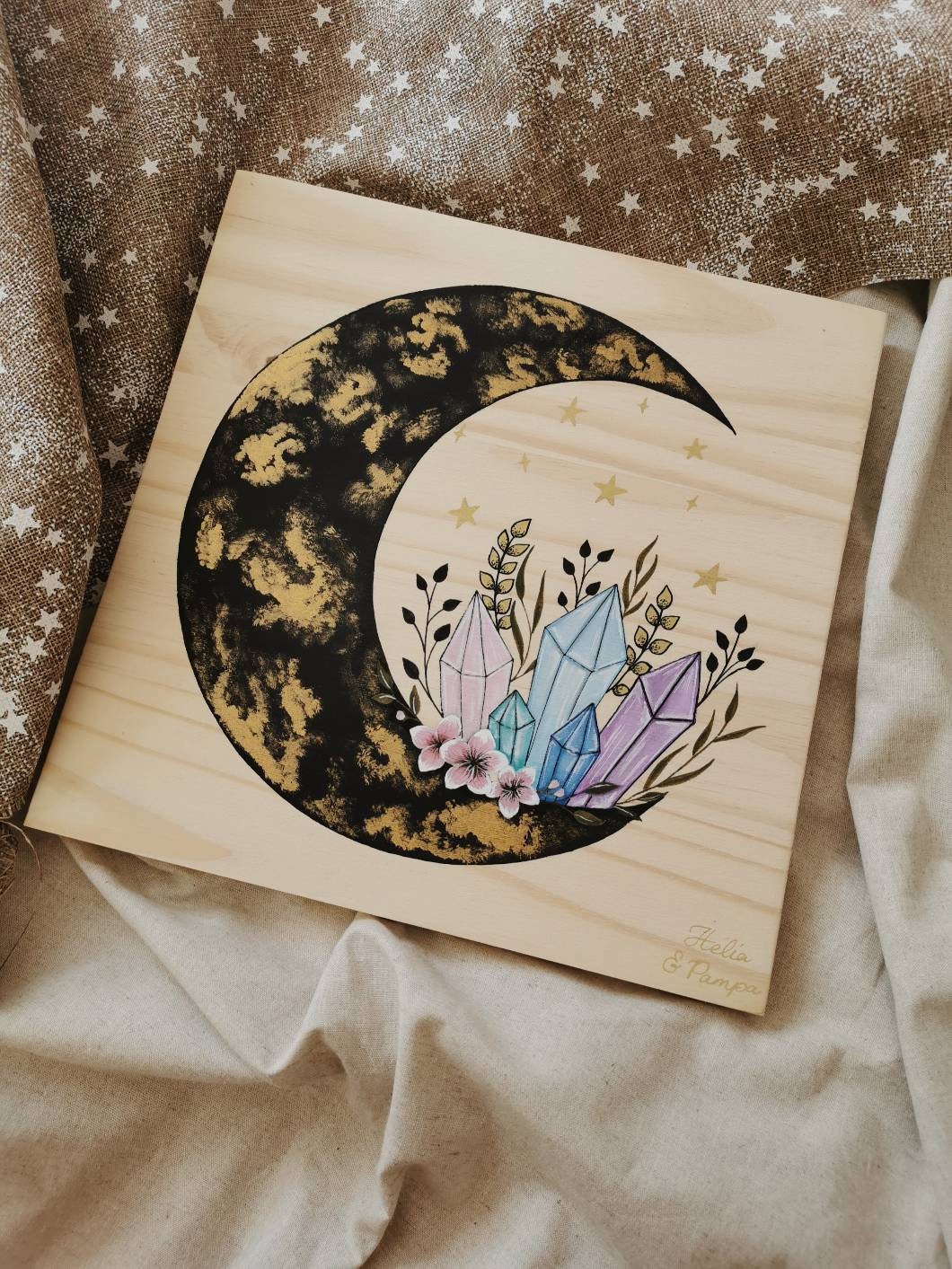 Tableau Lune et Cristaux