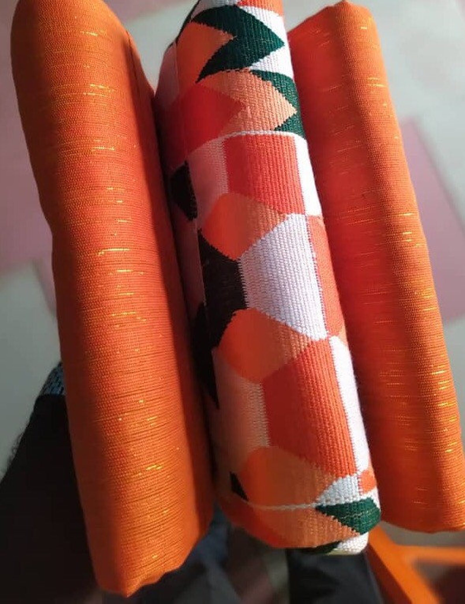 6 yardsOrangeAuthentic Ghana Kente Cloth/ Woven Kente Etsy