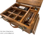 Campaign Box Humidor (Glassware Included ) Cigar Accessory, Home Bar, Cigar Bar, Cigar Cutter, Rocks Glass, Humidor