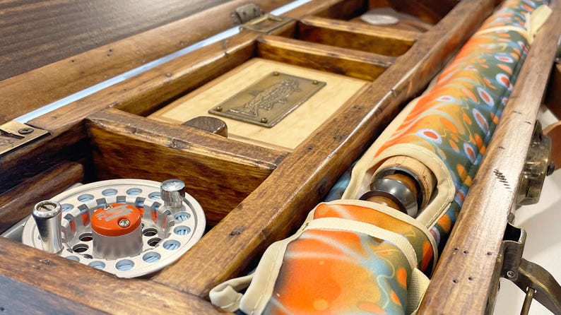 Handmade Two-Hearted Fly Rod Set: 2wt, Reclaimed Barn Wood Case image 1