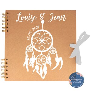 Livre d'or de mariage - Album kraft - Thème Bohème et Attrape rêves