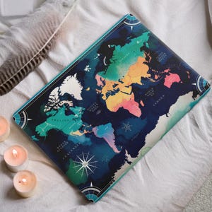 MacBook Case with Vintage World Map, Colorful Travel-Inspired Cover for MacBook Air & Pro 13&quot; 14&quot; 15&quot; 16&quot;, Aesthetic Hard Shell Case. DL0109