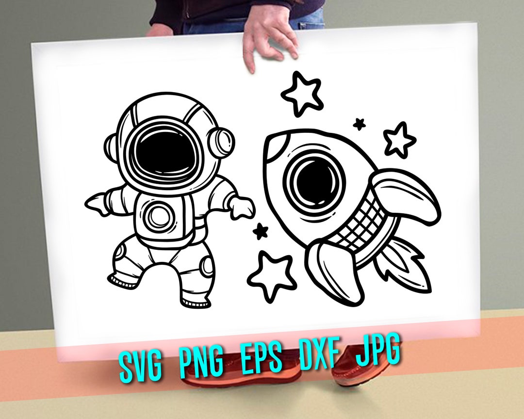 Space Svg Astronaut Svg Cute Rocket Art Svg Silhouette Cut Files CW0206