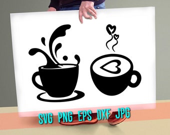 Coffee Svg Tea Cup Svg Heart Art Svg Silhouette Cut Files CW0195