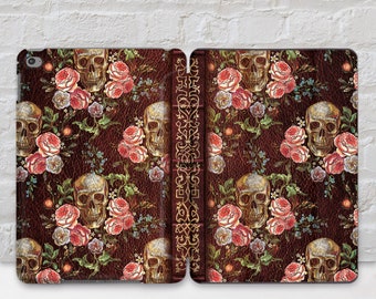 Skull iPad Mini 6 Case Floral iPad Pro 12.9 Case iPad 12 Inch Case Leather Print  Folding Folio Case For iPad Pro 11 2018 Magnetic CW0303