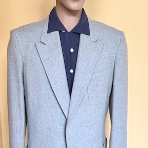 1950s light blue gab atomic fleck peaked lapel two piece suit