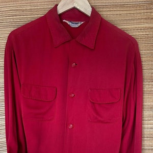 PILGRIM 1940s Rayon Gabardine Loop Collar Shirt Made by Sears 
