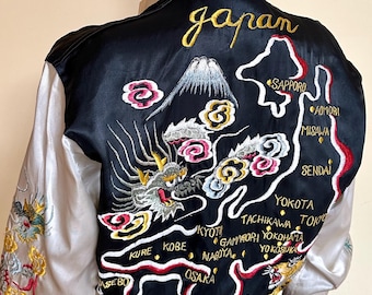 1950s Japan souvenir silk embroidered shirt jacket