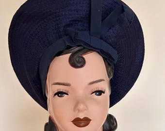 Halo raffia hat from the 1940s.