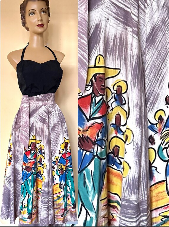 1950s handpainted Mexican skirt