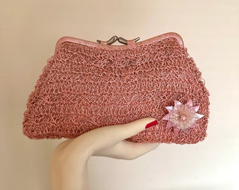 Raffia 1960s clutch handbag