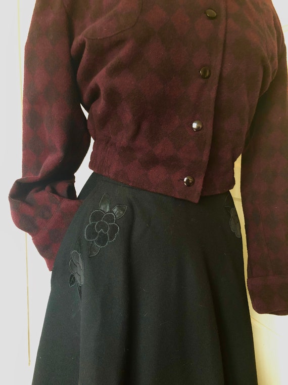 Black 40s style wool skirt.
