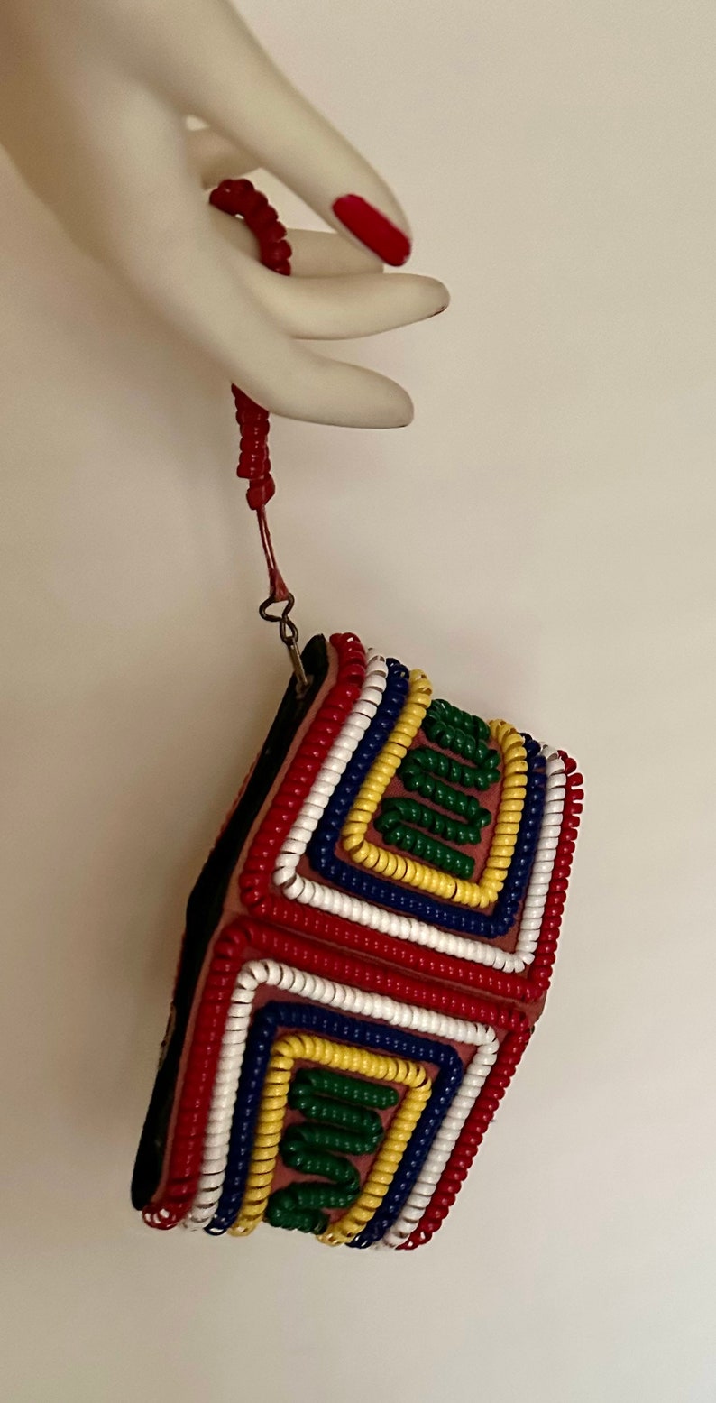 Telephone cord multicolored small purse or clutch imagen 3