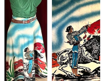 Original 1950s skirt with Spanish matador scene.