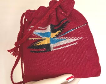 Handwoven Chimayo drawstring bag.