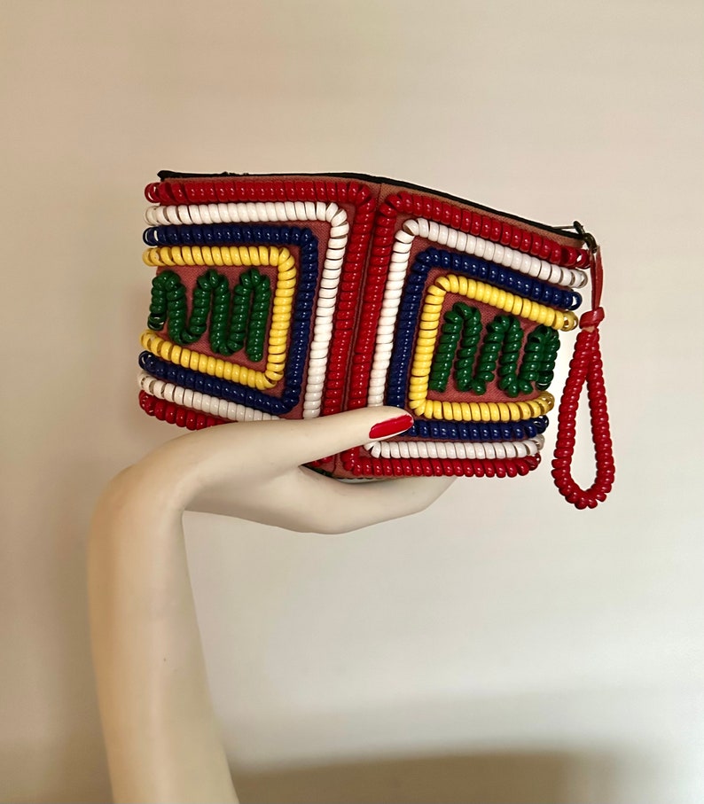 Telephone cord multicolored small purse or clutch imagen 1