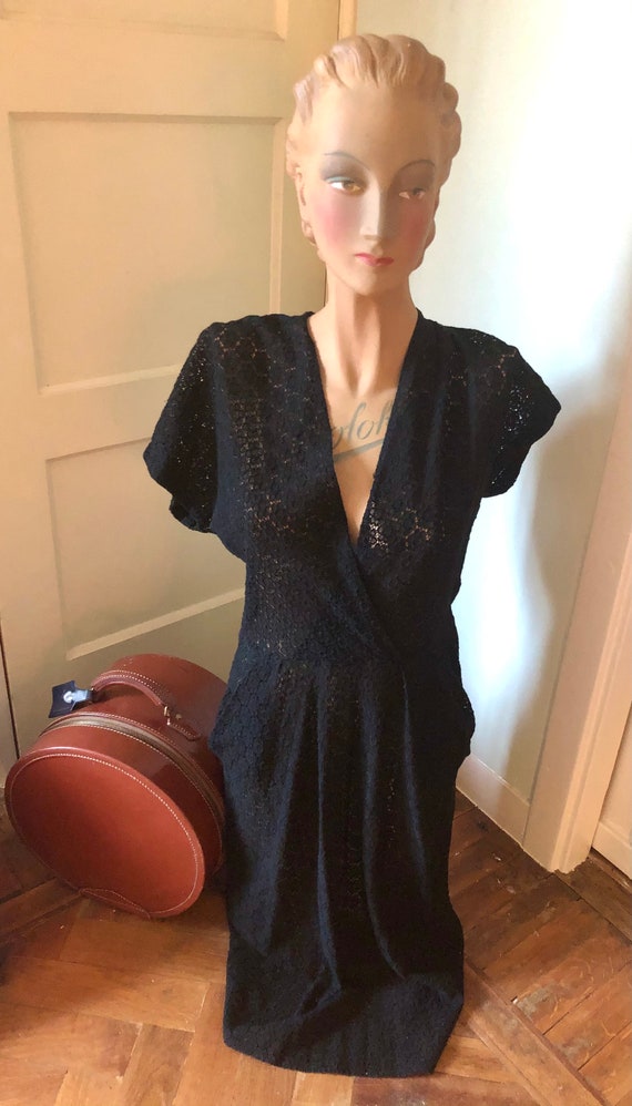 1940s,50s Black lace dress.