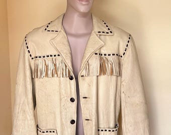 1960s western ranch deer skin fringed jacket.