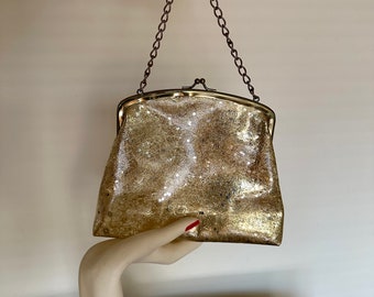 1950s soft plastic confetti gold purse