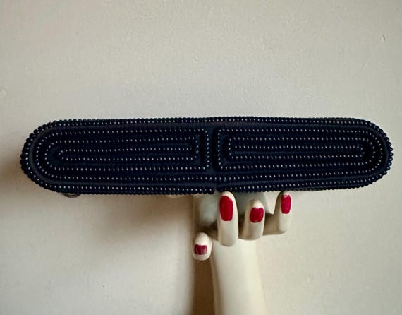 1940s Telephone cord dark blue clutch purse. - image 11