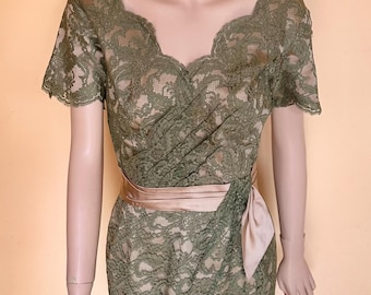 1950s Green lace Ceil Chapman dress.