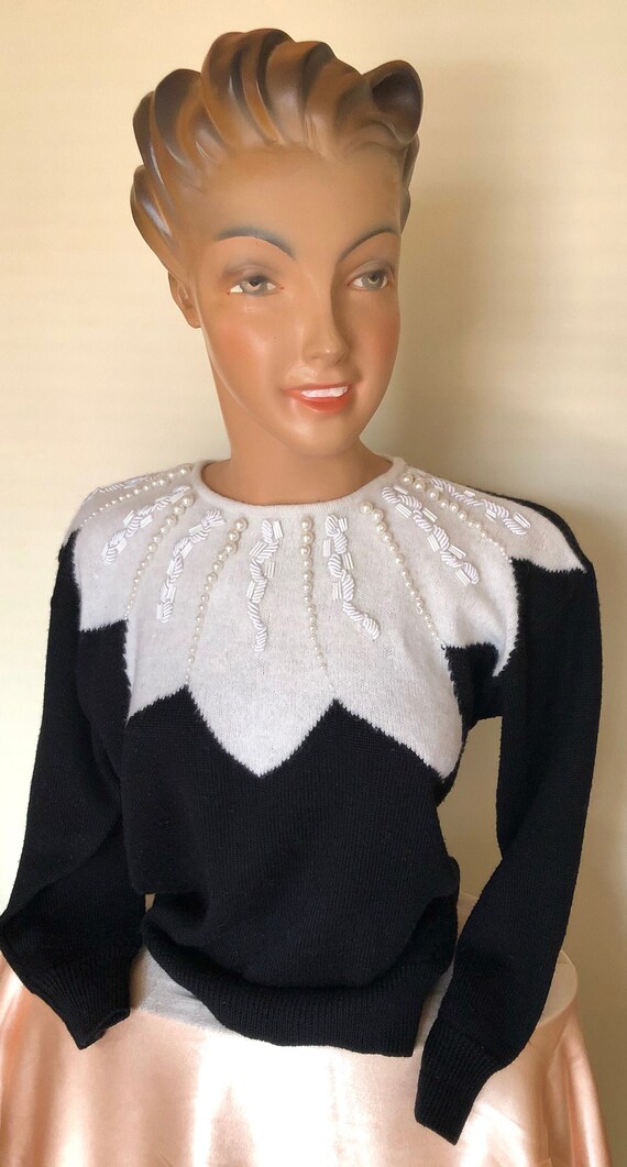 50s style beaded sweater pullover.