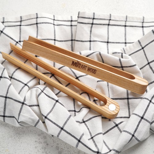 Natural Organic Walnut Wood Toaster Tongs Handmade Wooden Etsy
