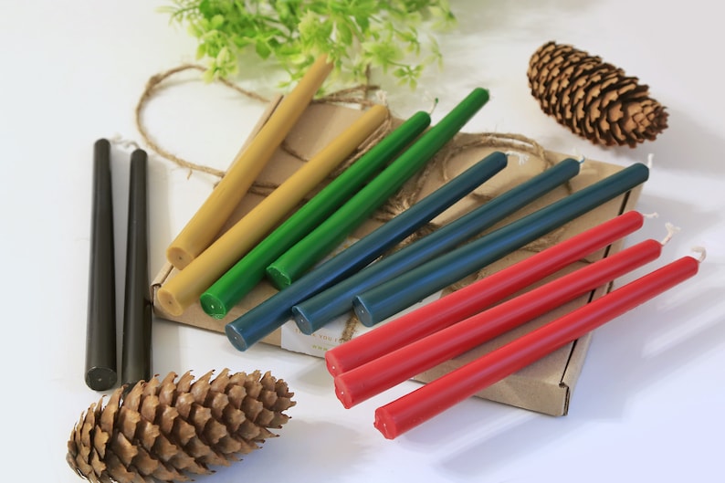 Set of Handmade Beeswax Taper Candles 100% Natural Organic Unscented Bee Wax, 6 Hours Burn Time Decor Gift Ideas for Housewarmings image 7