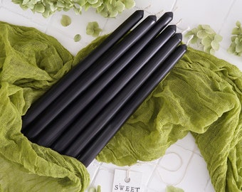 Set of Black Handmade Beeswax Taper Candles - 100% Natural Organic Unscented Bee Wax, 6 Hours Burn Time | Decor Gift Ideas for Halloween