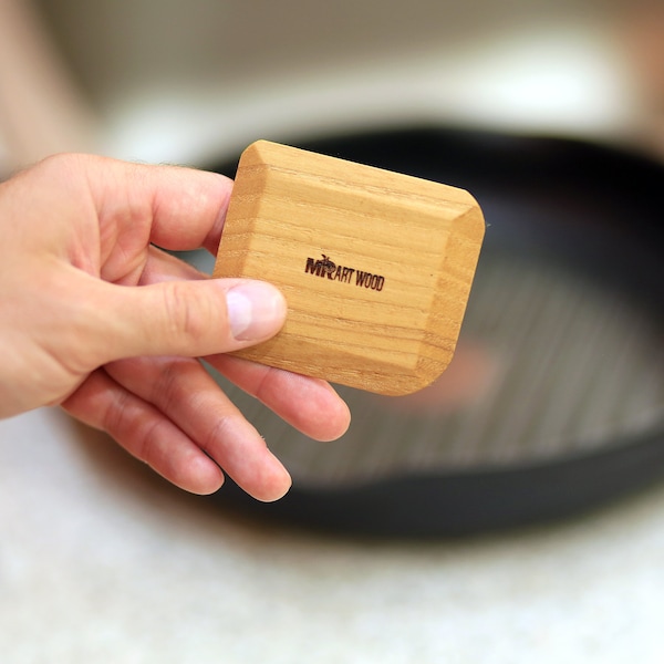 Set of 4 Handmade Wooden Scraper - Natural Ash Wood Scratch-Free Kitchen Tool for Pot, Pan, & Bowl Cleaning | Premium Kitchen Tool Gifts