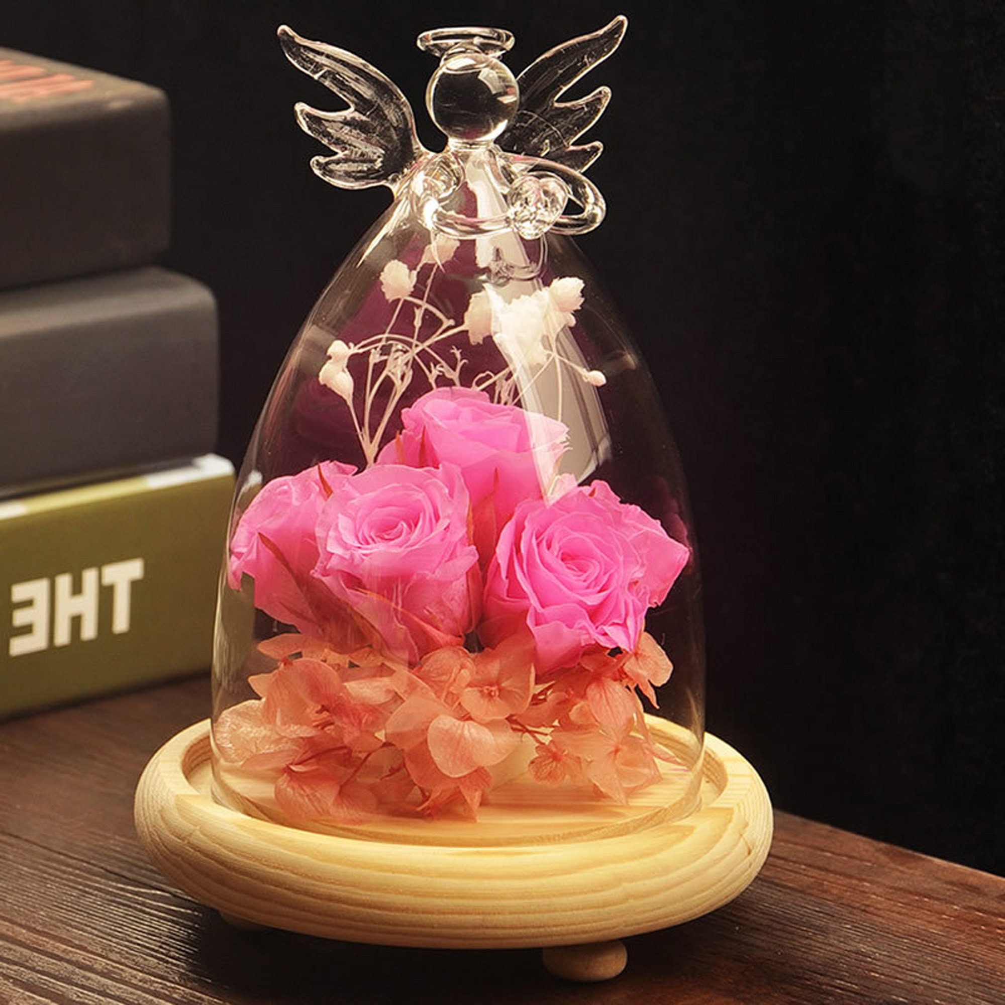 Artificial Flower in a Glass Dome Eternal Handmade Flowers Etsy