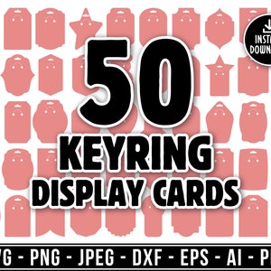 Keyring Display Card Svg Bundle, Keyring Display Card Template svg, keychain card holder svg, Keychain Packaging svg, keychain, keyring,