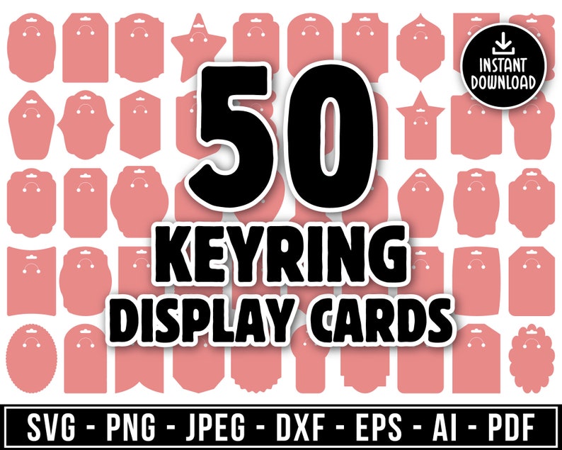 Keyring Display Card Svg Bundle Keyring Display Card Template Etsy