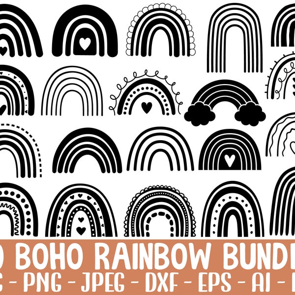 Boho Rainbow SVG bundel Rainbow SVG gesneden bestand, Boho Rainbow SVG, regenboog met hart SVG, pastel Rainbow SVG-bestand, instant digitale download